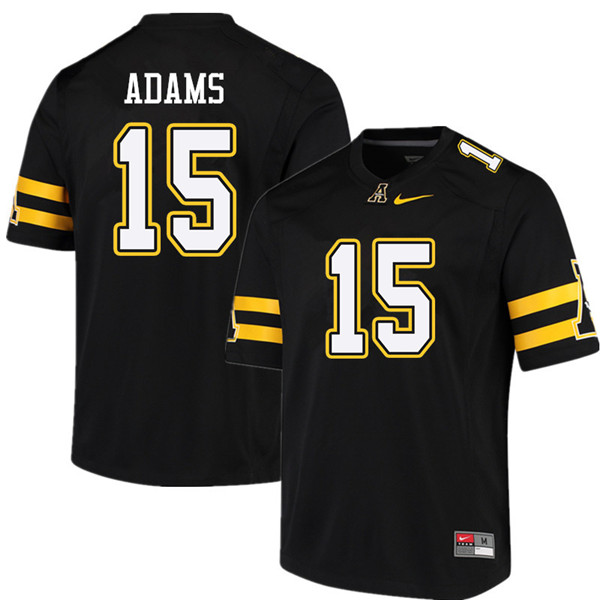 Men #15 Mock Adams Appalachian State Mountaineers College Football Jerseys Sale-Black - Click Image to Close